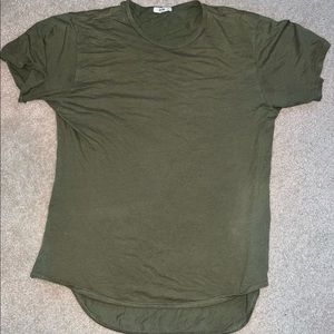 Green curved hem shirt